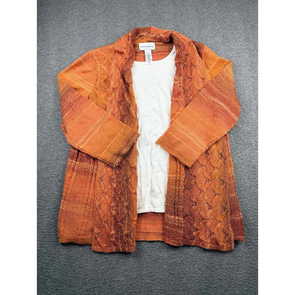 Alfred Dunner Women's XL Orange Rust‎ Textured Knit Open Front Cardigan Sweater